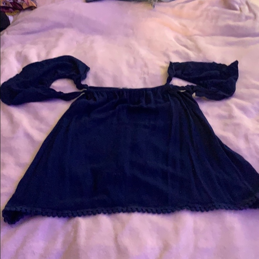 Navy blue off the shoulder blouse